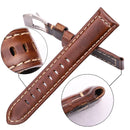 Genuine Leather Watchbands Dark Brown Vintage Watch Strap With Silver Black Stainless Steel Buckle