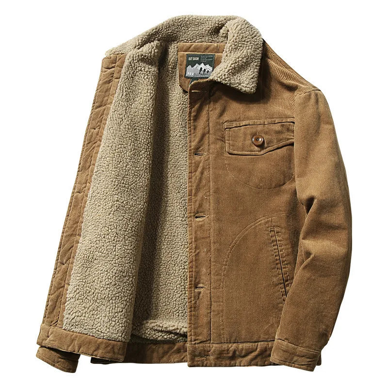 Casual Winter Cargo Thick Jacket Men's Windbreak Warm Padded Plus Velvet Outerwear Coat