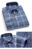 Spring Autumn Bamboo Fibre Mens Shirts Long Sleeve Cotton Casual Plaid