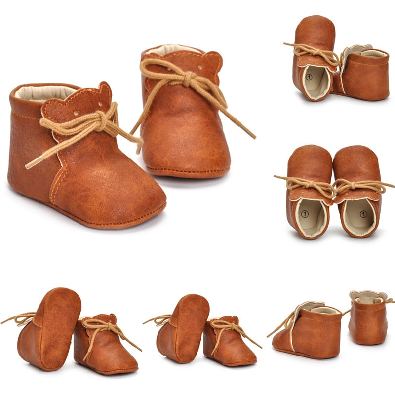 Toddler Baby Boy Girl Waterproof Crib Shoes Soft Sole Leather Sneakers Cartoon