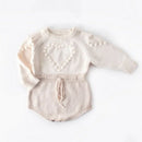 Baby Girls Soft Knitted Rompers Clothes Cute Heart Ball Jumpsuit Little Baby Autumn Winter Outfits
