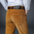 Men Thick Corduroy Business Straight Casual trousers Men Mid-rise Slim Casual pants