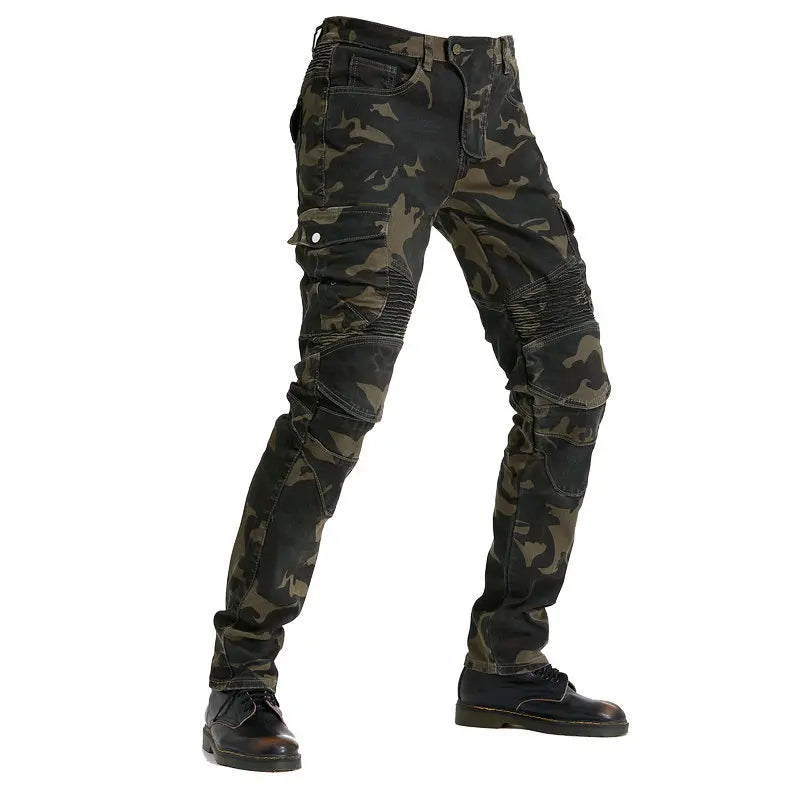 Camouflage Cargo Motorcycle Jeans Mens Casual Denim Pants Men's Elasticity Jean Trousers Male Man Clothing