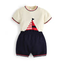 Infant Boy Knitted Clothing Set Baby Spanish Boutique Clothes Summer Toddler Shirt Shorts Suit Boys Birthday Party Outfits