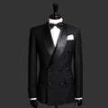 Men Suits with Double Breasted Black Formal Wedding Groom Tuxedos Male Set Jacket with Pants