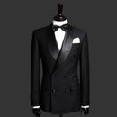 Men Suits with Double Breasted Black Formal Wedding Groom Tuxedos Male Set Jacket with Pants