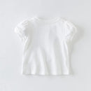 summer baby girls bow cartoon T-shirt children short sleeve tops girls cute pullover kids tees