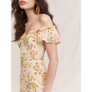Sexy Off Shoulder Dress Summer Women Party Elegant Vintage Beach Dress Ruffle Short Sleeve Ruffle Hem Floral Chiffon Midi Dress