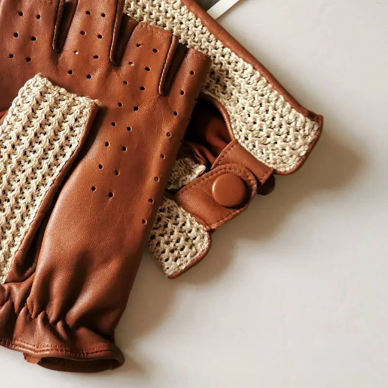 Summer Half-finger Retro Gloves Motorbike Leather Vintage Men Women Racing Bike Knight Leather Motorcycle