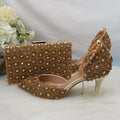 Lace Flower Wedding Shoes And Bags Set Pearl shoe with matching purse