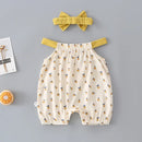 Baby Clothes Girl Summer Casual Baby Short Sleeve Cotton Rompers Head Band Fruits Toddler Princess Jumpsuits