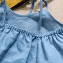 Girls Cotton And Linen Sling Dress Summer Sleeveless Breathable Casual Bandage Children's Suspender Dresses