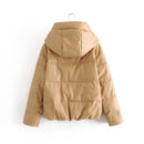 Streetwear women hooded wadded jacket lady thick cotton coats causal female zipper parka girls chic wadded jacket