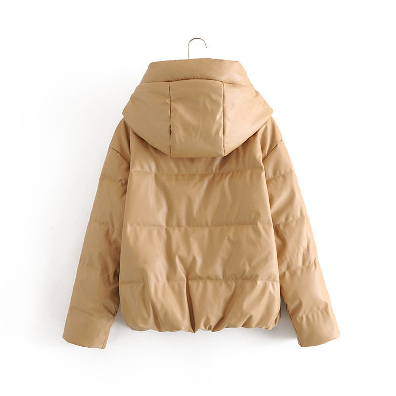 Streetwear women hooded wadded jacket lady thick cotton coats causal female zipper parka girls chic wadded jacket