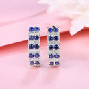 Blue Sapphire Clip Earrings For Women Girl Real Sterling Silver Created Sapphire Earrings for Wedding