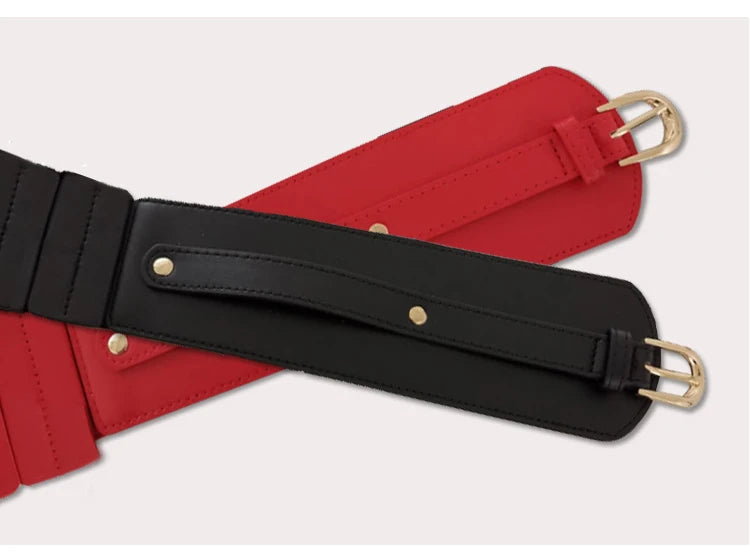 Designer Leather Wide Elastic Waistband for Women Chic Dress Coat Waist Belt Band