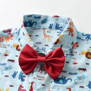 Summer Cartoon Gentleman Clothes Child Short-sleeved Cropped Trousers Baby Sling Two-piece Infant Boy Animal
