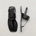 Summer Flats Flip Flops Bohemian Beach Slides Buckle Strap Square Toe Flat With Sandals Casual