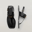 Summer Flats Flip Flops Bohemian Beach Slides Buckle Strap Square Toe Flat With Sandals Casual