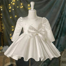 Birthday Dress For Baby Girl Pearl Long Sleeve Baby Baptism Dress Bow Princess Girls Dress