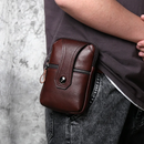 Leather Men Waist Bag Top Layer Casual Bag Wear Belt Vertical Shoulder Messenger Bag