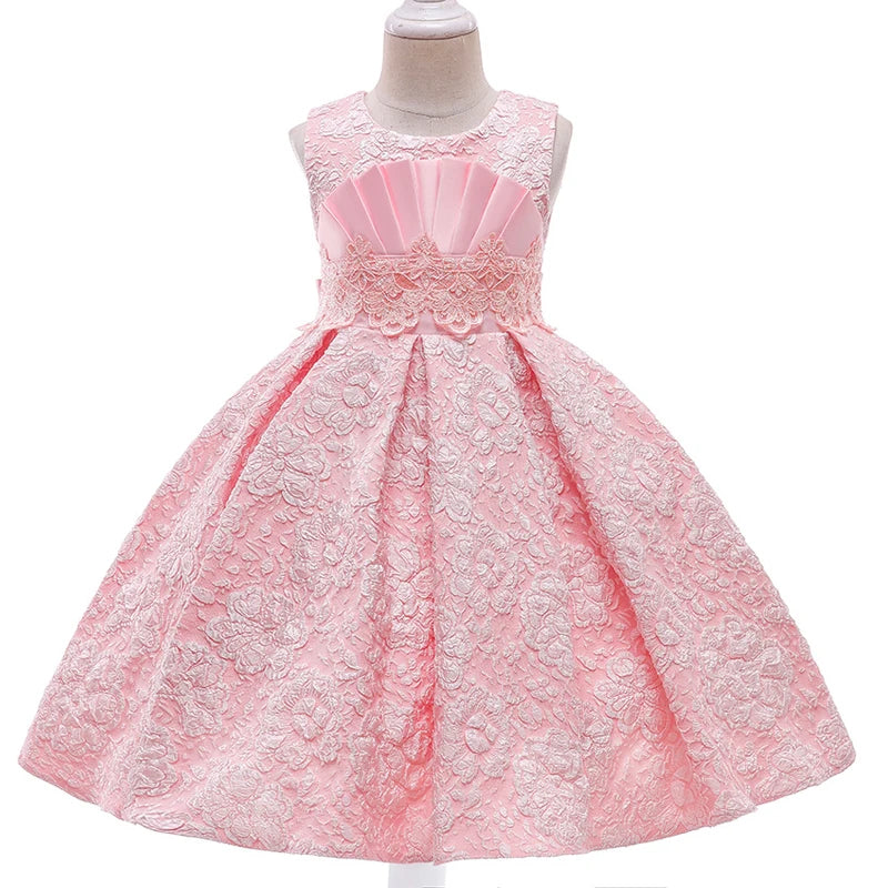 Spring Summer Flower Girl Dresses Christmas Print Princess Birthday Party Dress Children Girls Ball Gown