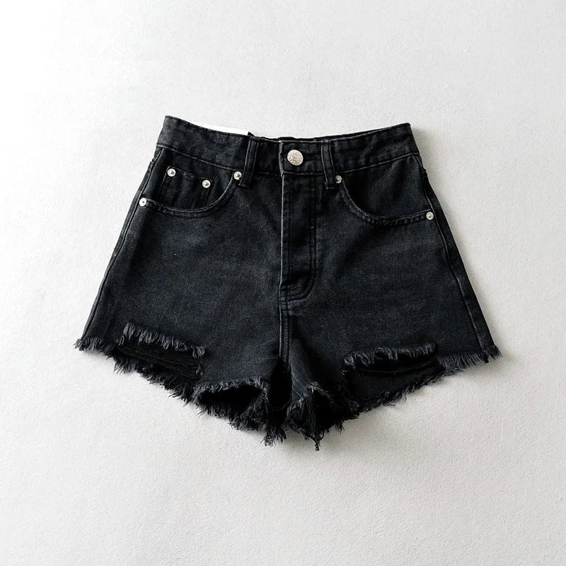 Summer Arrival Women Basic Denim High Waist Leg-openings Streetwear Short Jeans
