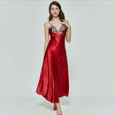 Women Sleepwear Summer Nightgown Lace Patchwork Long Nightdress Strap Sleeveless