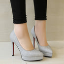 Luxury Gold Silver Heels Women Pumps Shoes Platform Wedding