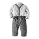 Boys Jumpsuits Suit Kids Clothing Set Baby Boy Romper Children Winter T-Shirt Overalls Striped Toddler Birthday Wedding Clothes