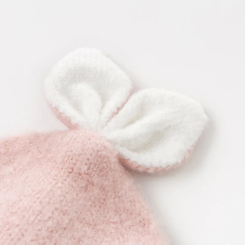 Autumn winter baby girl jacquard cotton wool hat