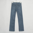 Women Casual Streetwear Stretchy Denim Pants Ladies Split Hem High Waist Pockets Skinny Flare Jeans