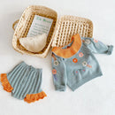 Autumn Infant Baby Girls Clothes Suit Knitted Embroidered Lotus Leaf Collar Toddler Baby Girls Sweater Sets