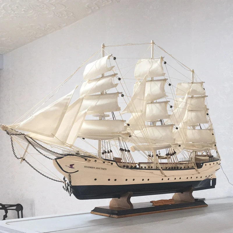 Sailboat Model Ornament Solid Wood Living Room Decoration Ship Gift