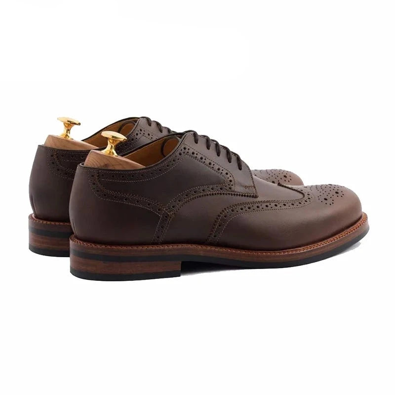 Derby Brogue Style Dress Party Formal Shoes Original Business Designer Genuine Leather Best Handmade Shoes for Man