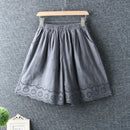 Summer Fresh Elasticated Waist Hollow out embroidery linen loose wide-leg Pants