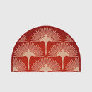 Obroi Home Collection with red and beige pattern on a white background, Obroi