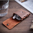 Genuine Leather Coin Purse  Vintage Small Mini Money Bag Earphone Line Case Change Pouch Holder
