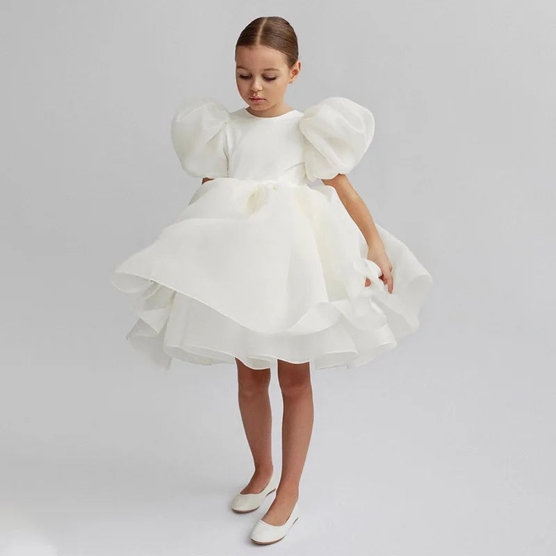 Flower Girl Dress Kids Bridemaid Wedding Dresses Children Tulle Ball Gowns Girls Boutique Party Wear Elegant Frocks