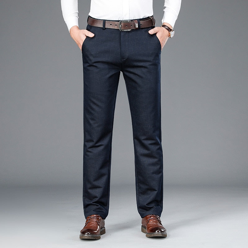 Spring Plaid Casual Pants Mens Straight Black Suit Pants Trousers For Men