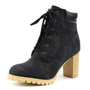 Women ankle boots round toe lace up winter boots high heels platform shoes ladies office shoes