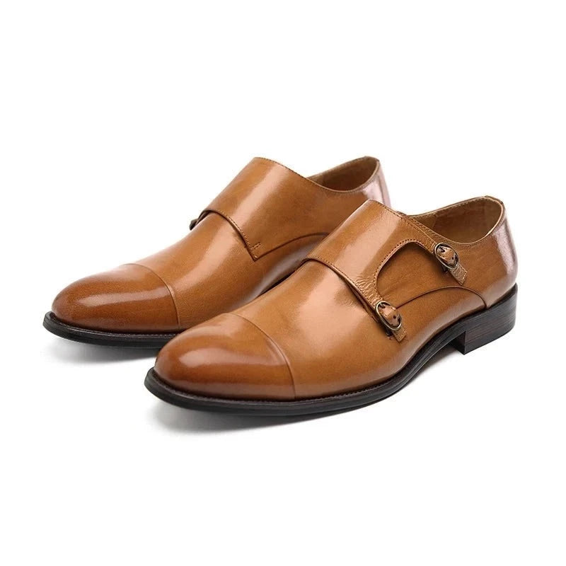 Double Monk Straps Men Shoes Bridegroom Dress Formal Genuine Leather Original Business Designer Shoes for Men