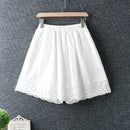 Summer Fresh Elasticated Waist Hollow out embroidery linen loose wide-leg Pants
