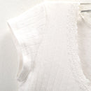 Girl Cotton Hollow Out Lace T-Shirt Ladies Slim Short Sleeve Button Tops