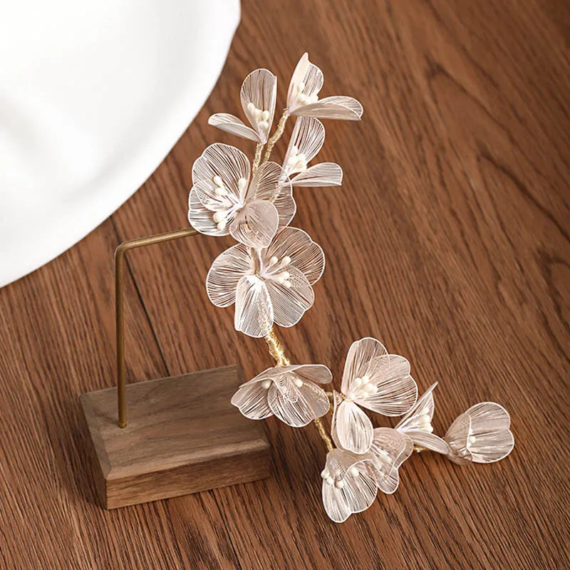 Flower Hairband Bridal Hair Jewelry Pearl Crystal Headband Birthday Party Tiara Wedding Hair Accessories For Women Crown
