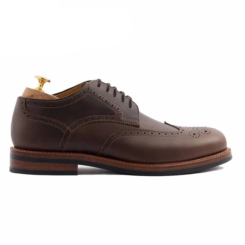 Derby Brogue Style Dress Party Formal Shoes Original Business Designer Genuine Leather Best Handmade Shoes for Man