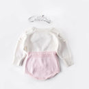 Baby Girls Soft Knitted Rompers Clothes Cute Heart Ball Jumpsuit Little Baby Autumn Winter Outfits