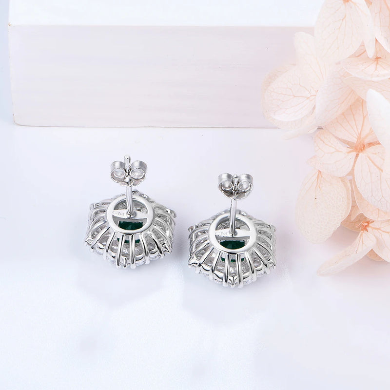 925 Sterling Silver Emerald  Zircon Gemstone Engagement Luxury Earrings For Women Girls Fine Jewellery