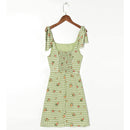 Women Dresses Summer Plaid And Floral Vacation Casual Beach Dress Sleeveless Sexy Tie Strap Mini Dress Woman Sundress