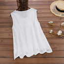 Lace Tops Women's Hollow Elegant Casual Summer Tank Tunic Female O Neck Sleeveless